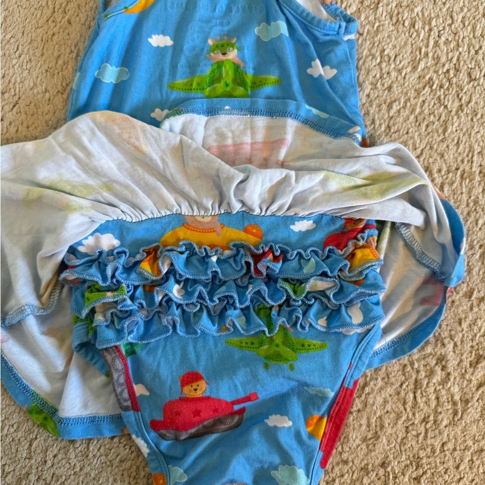 Bums & Roses Ready Jet Go Racer Back Ruffle Dress 12-18 mos - Picture 5 of 6